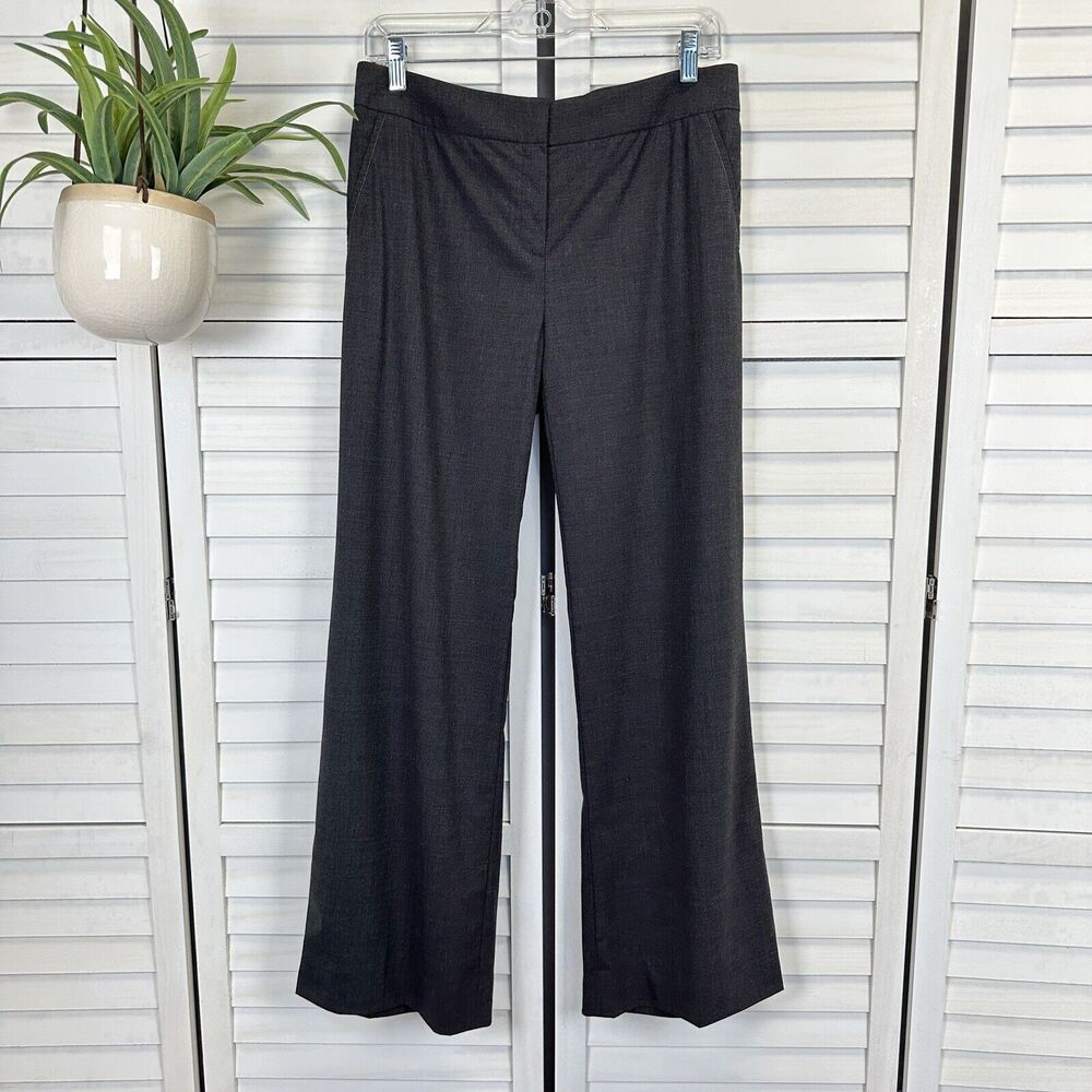 Lafayette 148 New York Virgin Wool Trousers Charcoal Dress Pants Womens Size 4